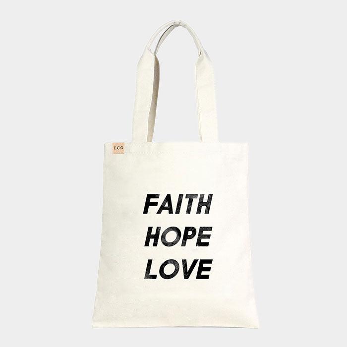 Faith Hope Love Cotton Canvas Eco Tote Bag