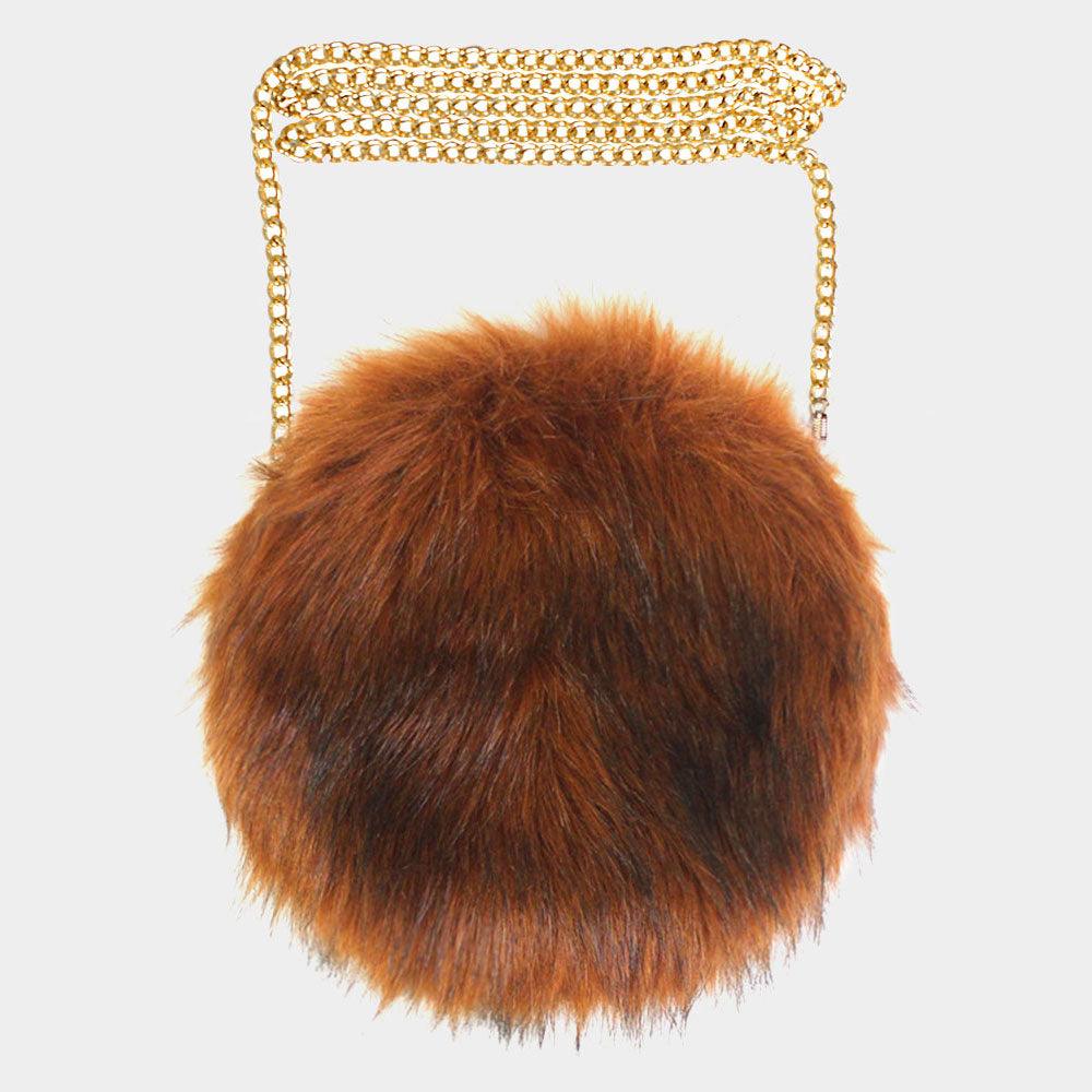 Faux Fur Round Crossbody Bag