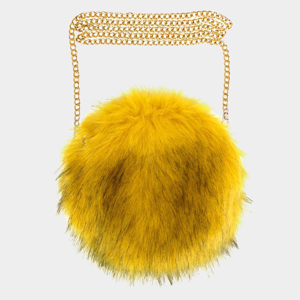 Faux Fur Round Crossbody Bag