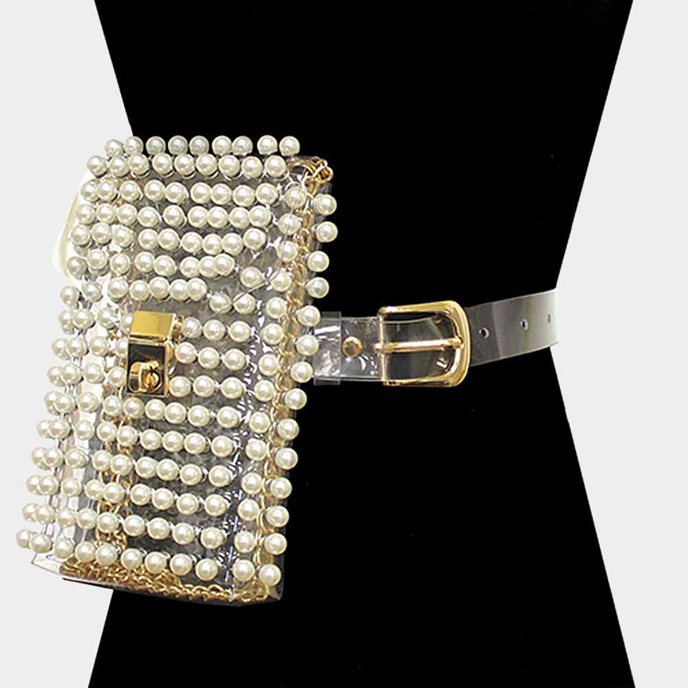 Pearl Transparent Fanny Pack / Belt / Crossbody Bag