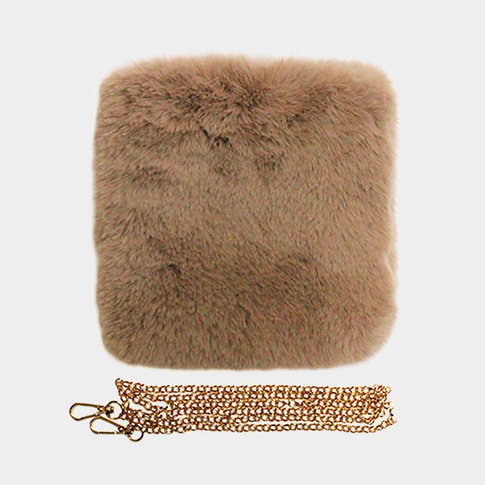 Faux Fur Square Crossbody Bag - Jewelry Store by Erik Rayo