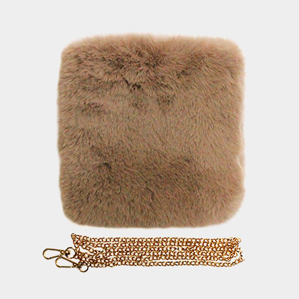 Faux Fur Square Crossbody Bag