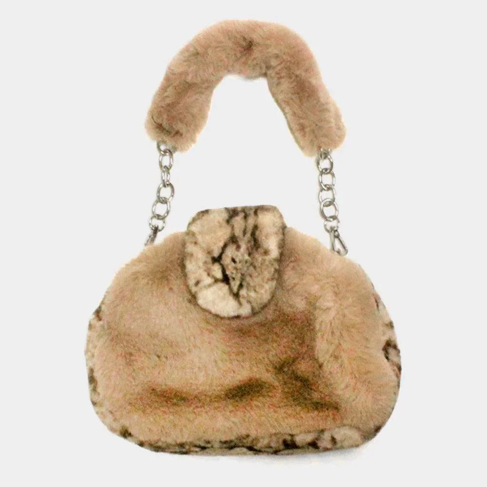 Pattern Detailed Faux Fur Shoulder Bag - Jewelry Store by Erik Rayo