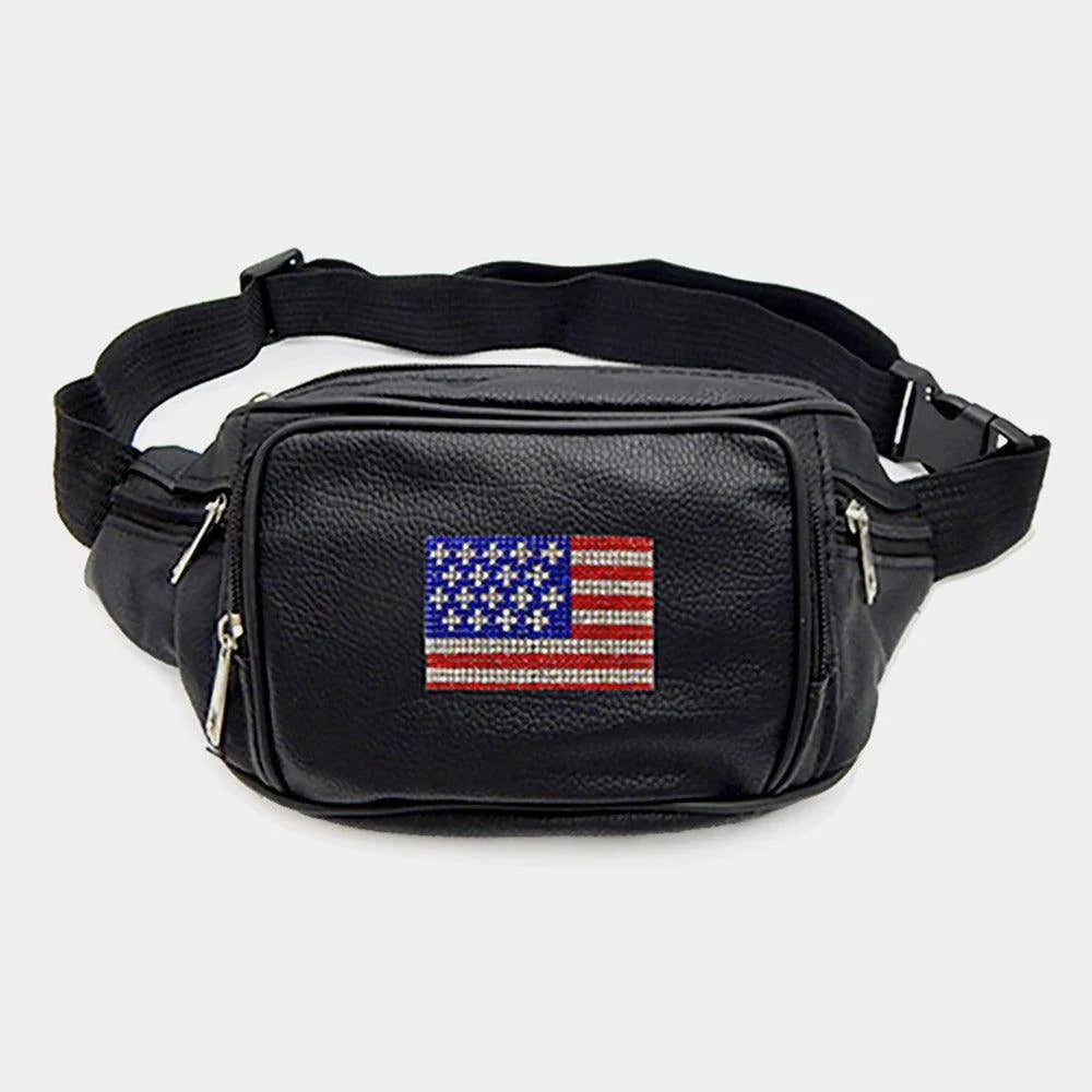 Bling American USA Flag Fanny Pack / Belt Bag / Sling Bag - Jewelry Store by Erik Rayo