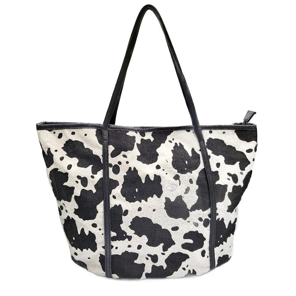 Cow Patterned Faux Leather Shoulder Bag