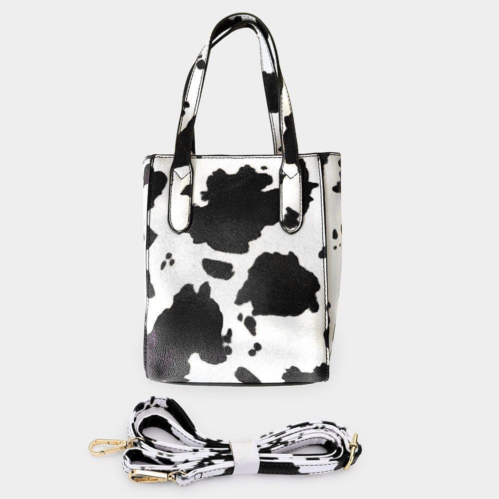 Cow Patterned Rectangle Tote / Crossbody Bag - Jewelry Store by Erik Rayo