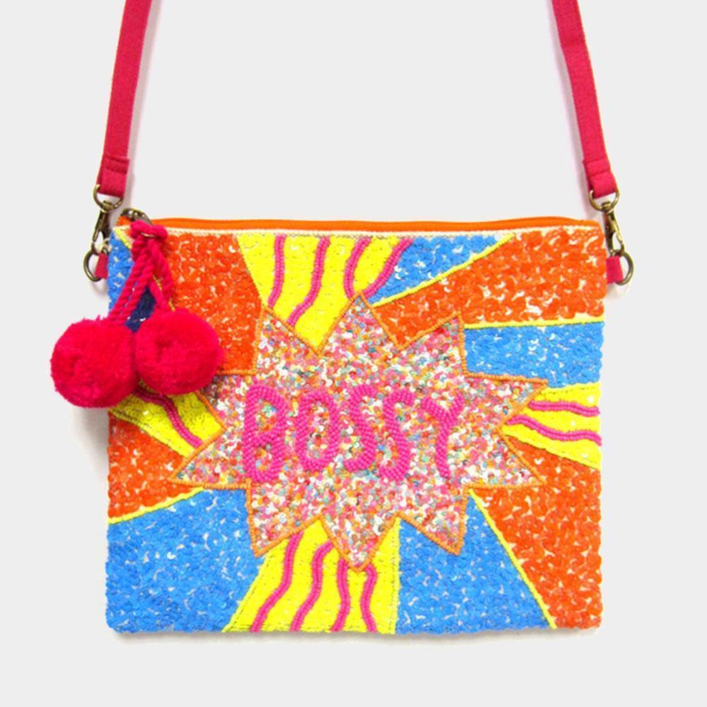 Bossy Seed Beaded Pom Pom Clutch/Crossbody Bag - Jewelry Store by Erik Rayo