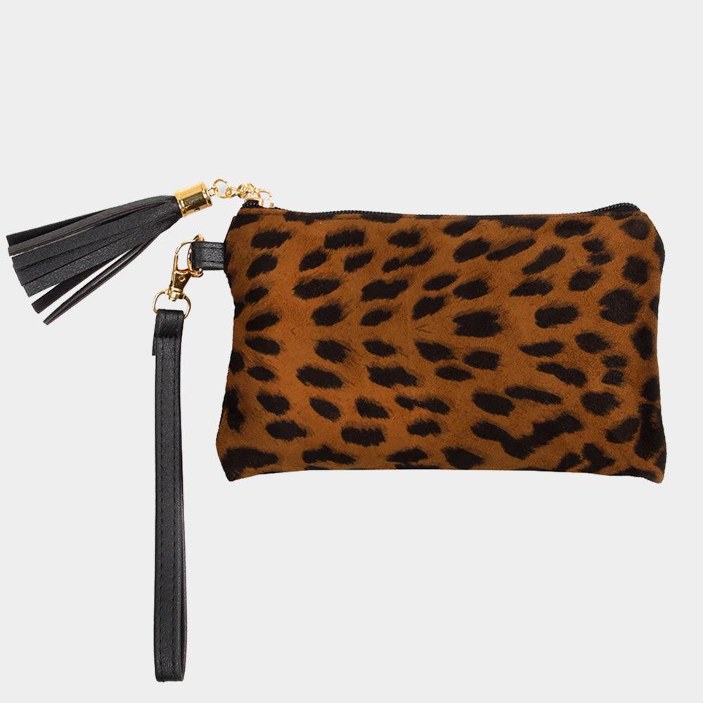 LEOPARD PRINT POUCH BAG W.WRISTLET