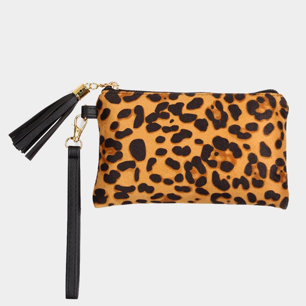 LEOPARD PRINT WRISTLET POUCH BAG