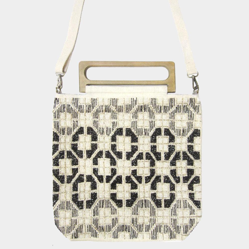 Boho Wood Handle Tote / Crossbody Bag - Jewelry Store by Erik Rayo