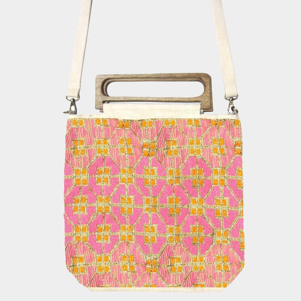 Boho Wood Handle Tote / Crossbody Bag - Jewelry Store by Erik Rayo