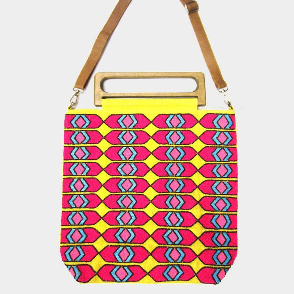 Boho Wood Handle Tote / Crossbody Bag - Jewelry Store by Erik Rayo