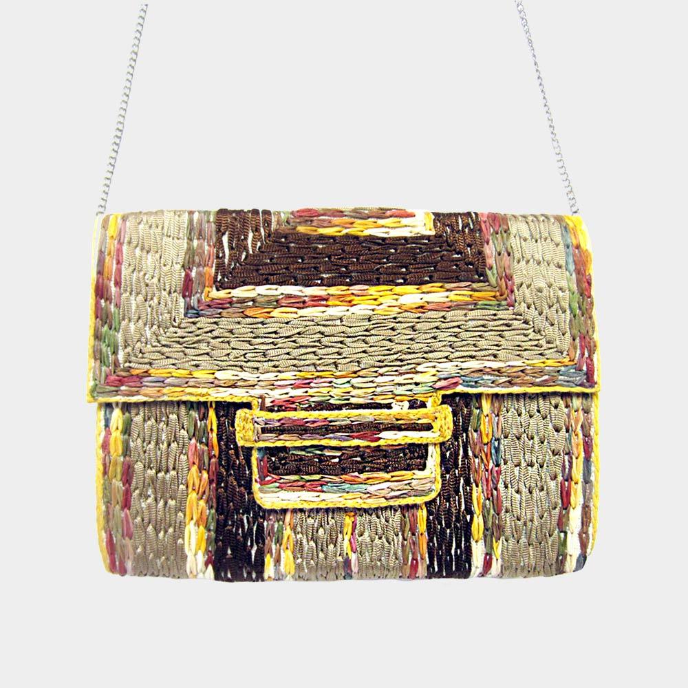 Thread Paper Thread Detailed Clutch / Crossbody Bag