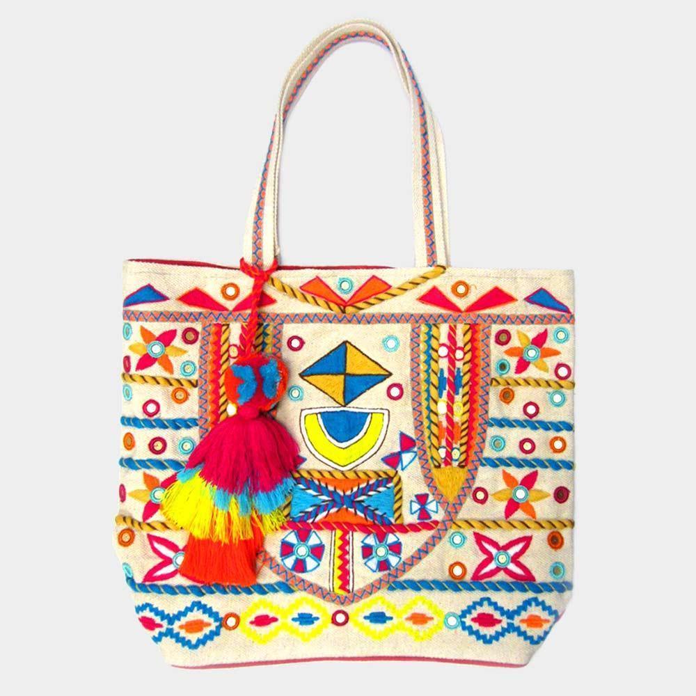 Abstract Pattern PomTassel Tote Bag - Jewelry Store by Erik Rayo