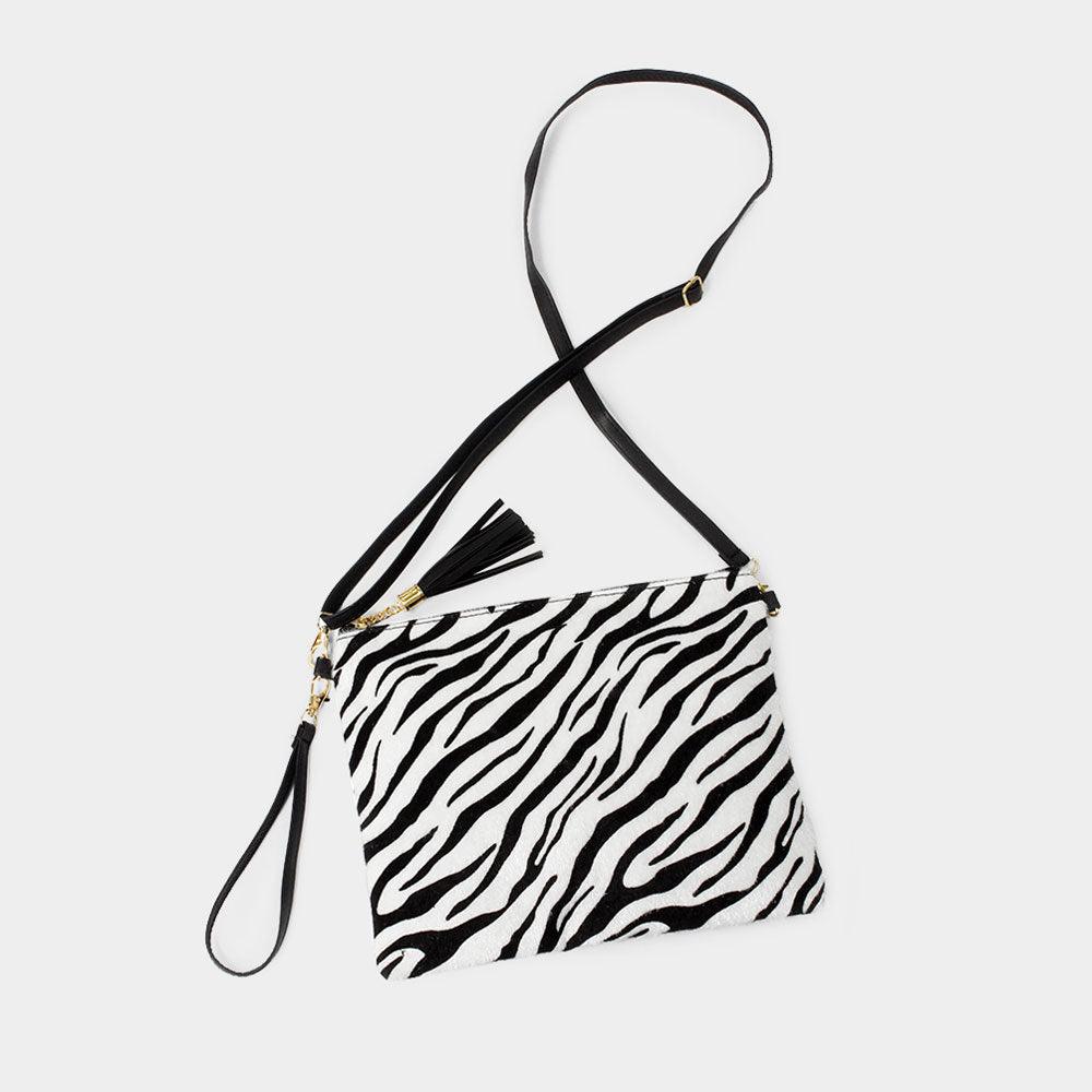 Zebra Hair Crossbody / Clutch Bag