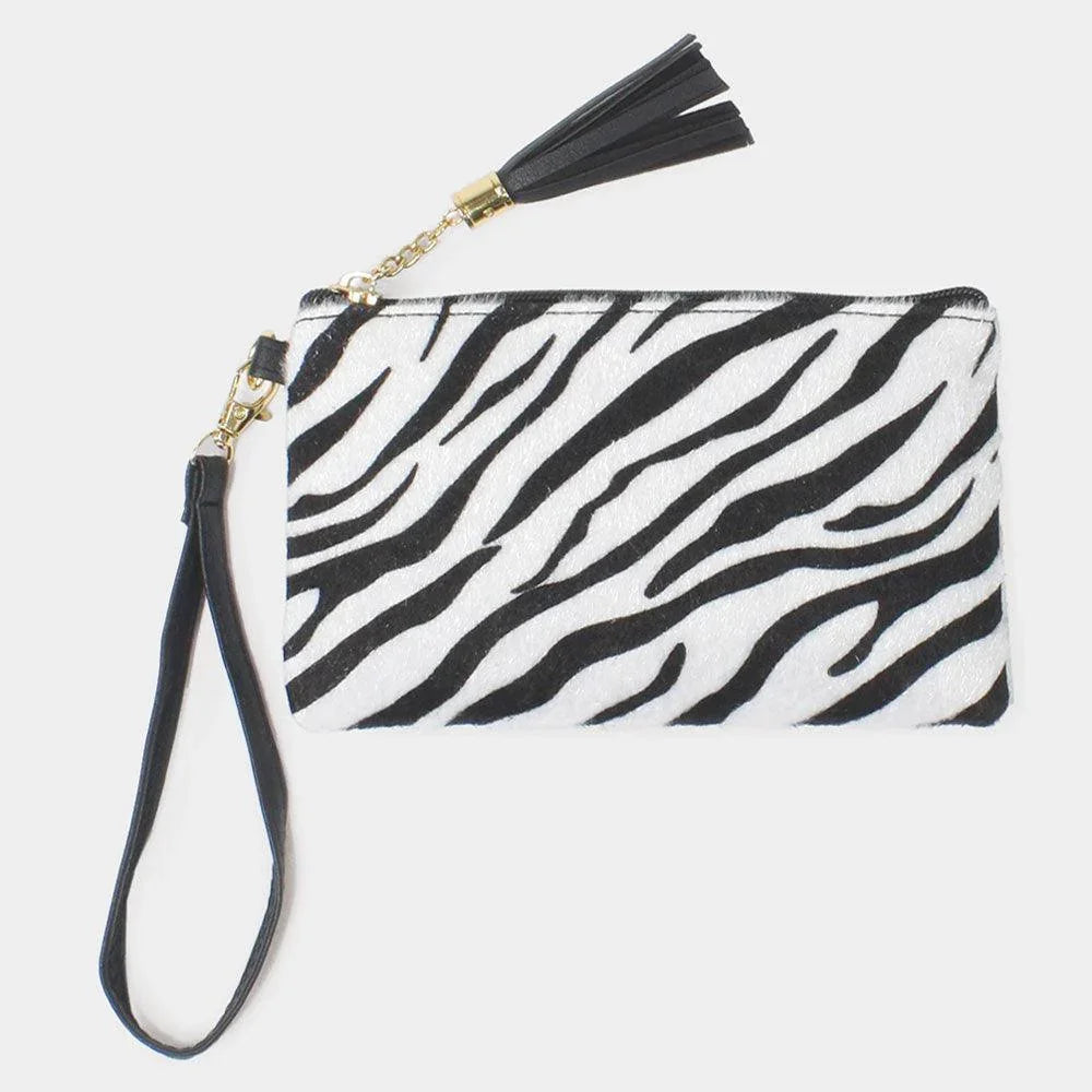 Zebra Hair Wristlet Pouch Bag - Jewelry Store by Erik Rayo