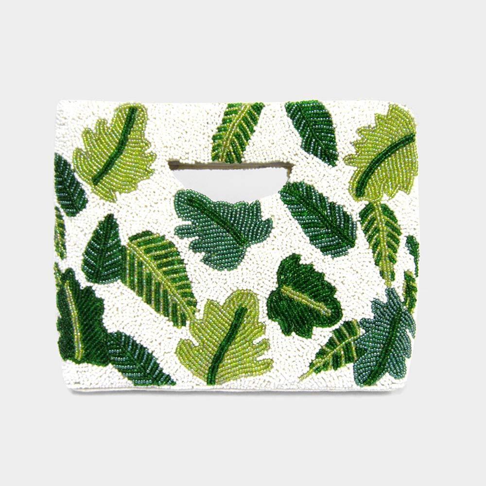 Tropical Leaf Seed Beaded Tote Bag - Jewelry Store by Erik Rayo