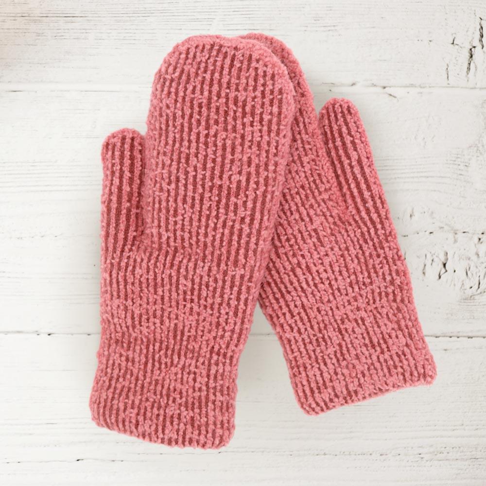 Pink Fuzzy Stripe Mitten Gloves - Jewelry Store by Erik Rayo