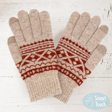 Load image into Gallery viewer, Beige Knit Aztec Smart Gloves
