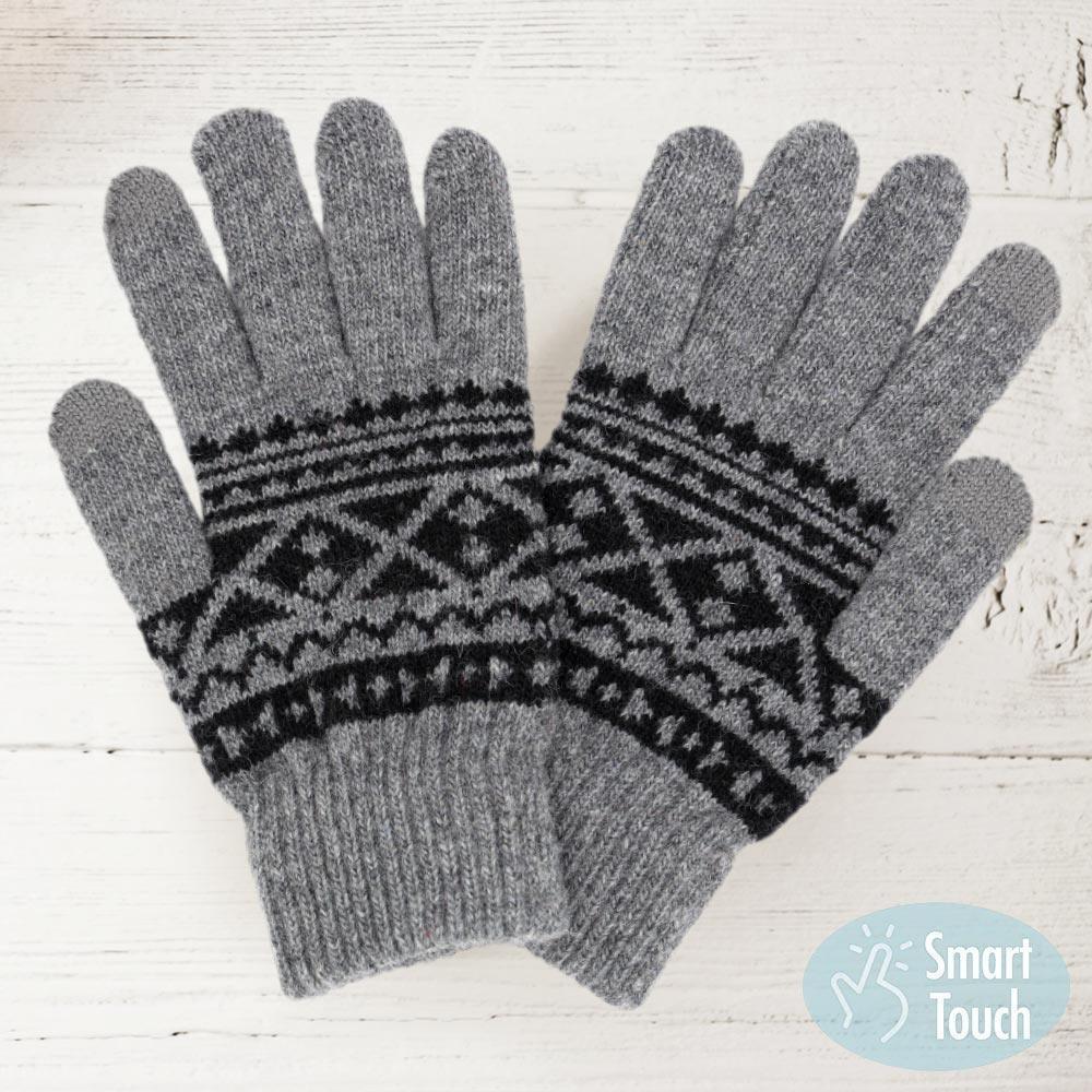 Gray Knit Aztec Smart Gloves - Jewelry Store by Erik Rayo