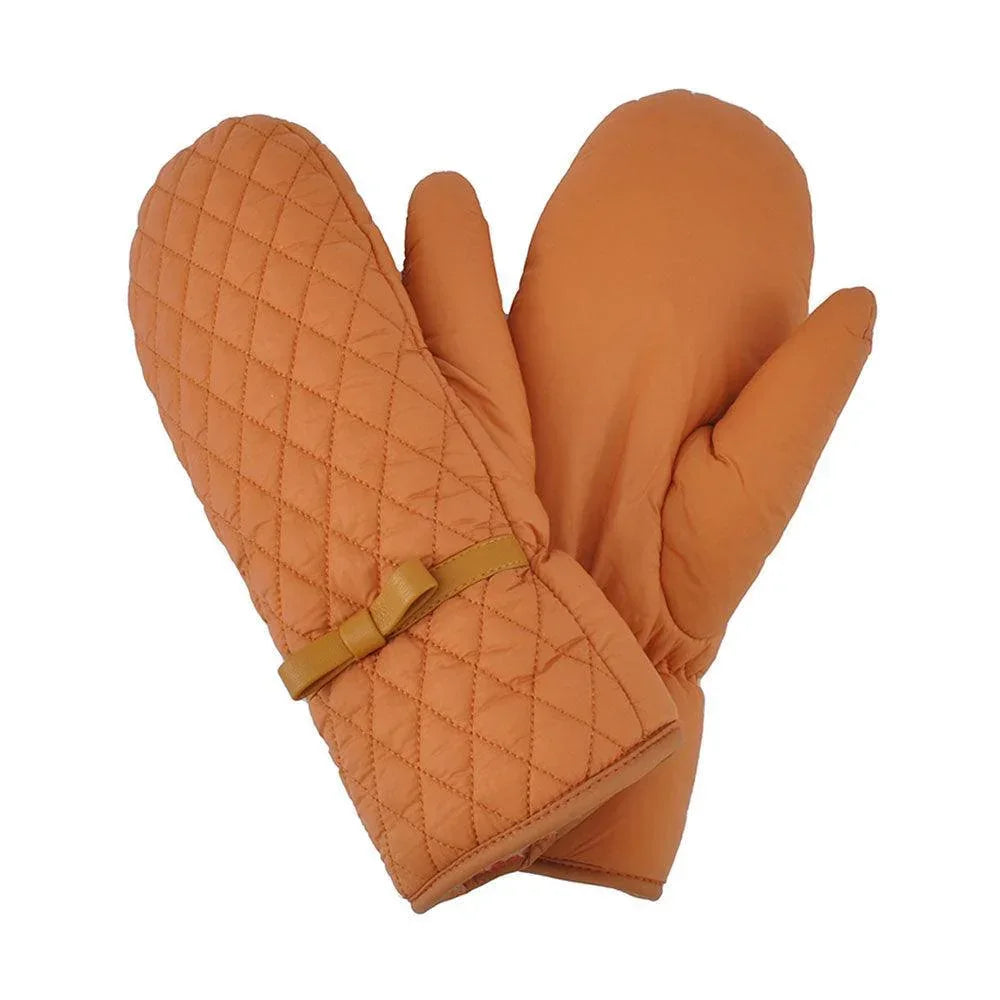 Orange Quilted Puffer Padded Mitten Gloves - Jewelry Store by Erik Rayo