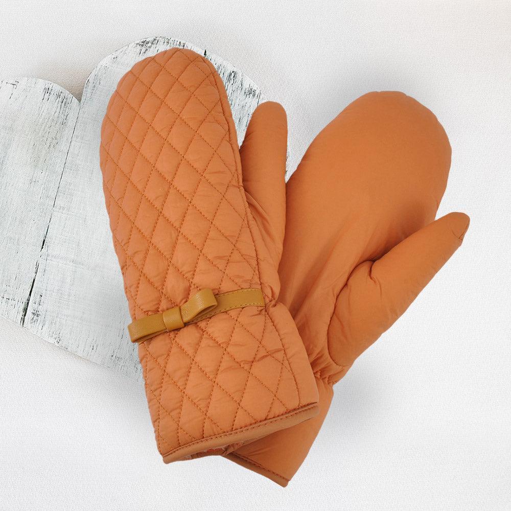Orange Quilted Puffer Padded Mitten Gloves - Jewelry Store by Erik Rayo