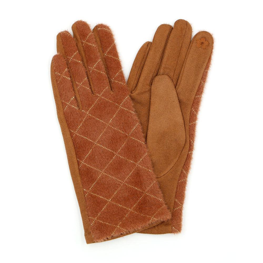 Rust Diamond Patterned Touch Smart Gloves - Jewelry Store by Erik Rayo