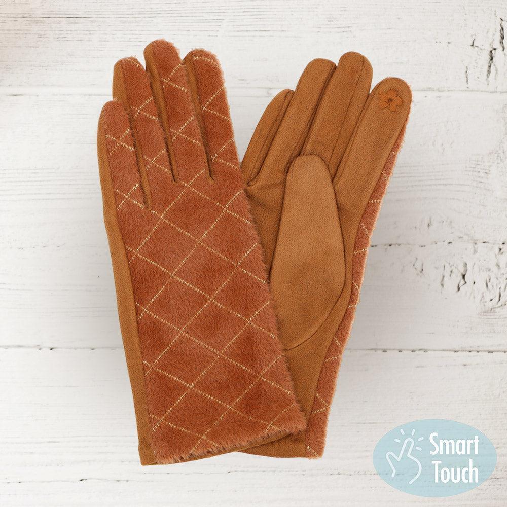 Rust Diamond Patterned Touch Smart Gloves - Jewelry Store by Erik Rayo