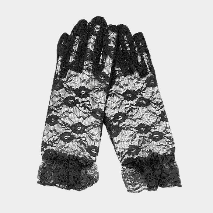 Black Dressy Floral Lace Wedding Gloves - Jewelry Store by Erik Rayo