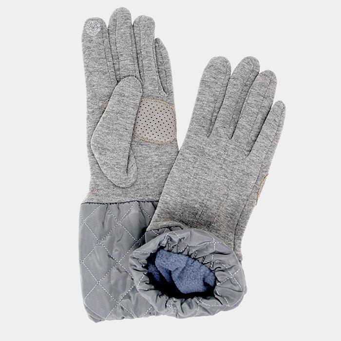 Gray Solid Quilted Tris Smart Touch Gloves