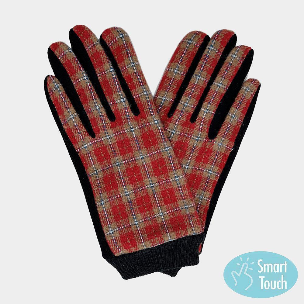 Red Plaid Smart Touch Gloves - Jewelry Store by Erik Rayo