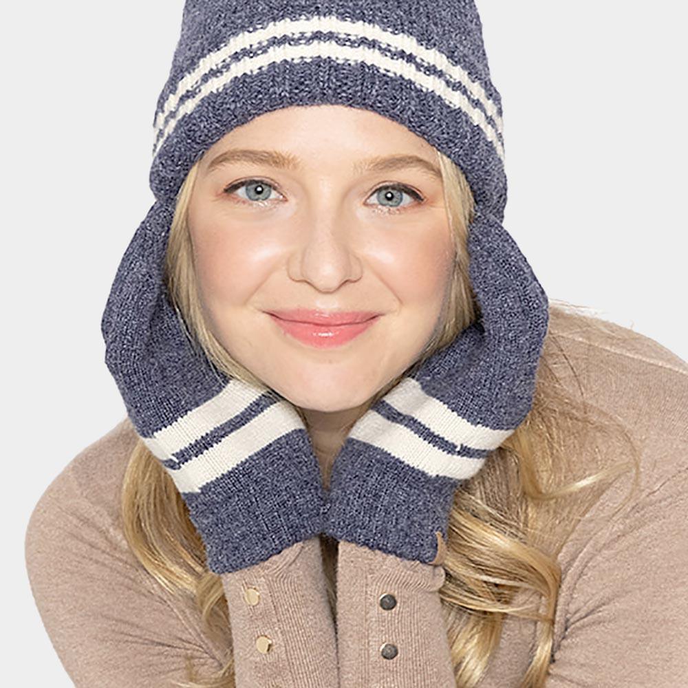 Blue Striped Knit Smart Gloves - Jewelry Store by Erik Rayo