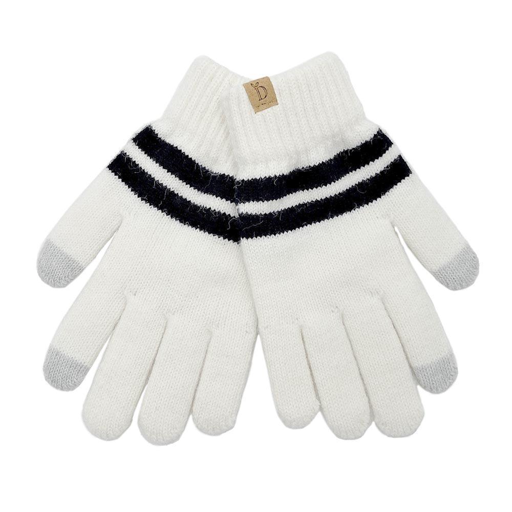 Ivory Striped Knit Smart Gloves - Jewelry Store by Erik Rayo