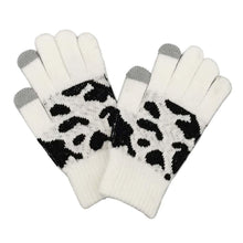 Load image into Gallery viewer, Ivory Cow Patterned Knit Smart Gloves
