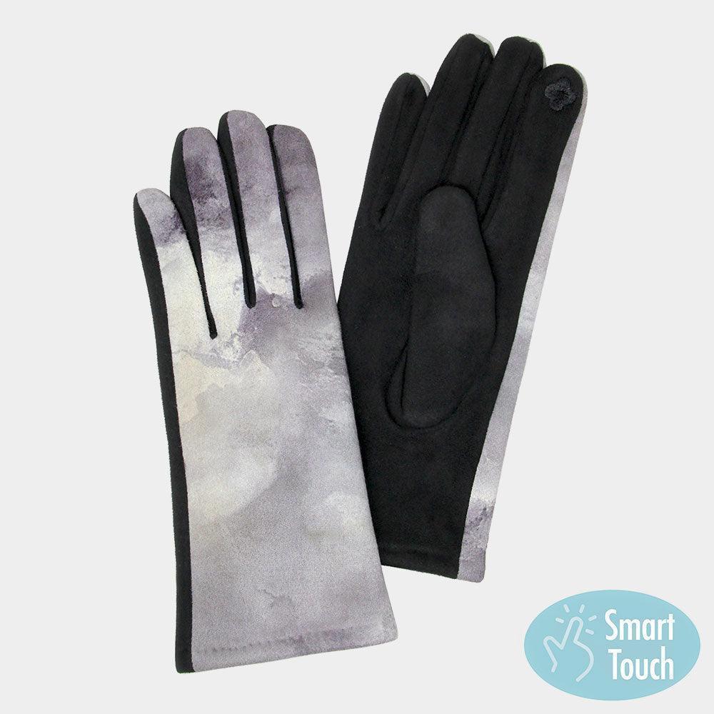 Gray Tie Dye Smart Touch Gloves - Jewelry Store by Erik Rayo