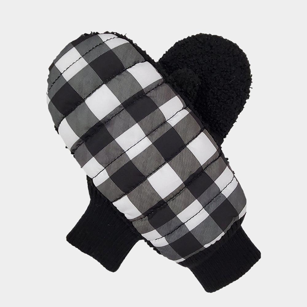 Black Buffalo Check Plaid Puffer Gloves - Jewelry Store by Erik Rayo