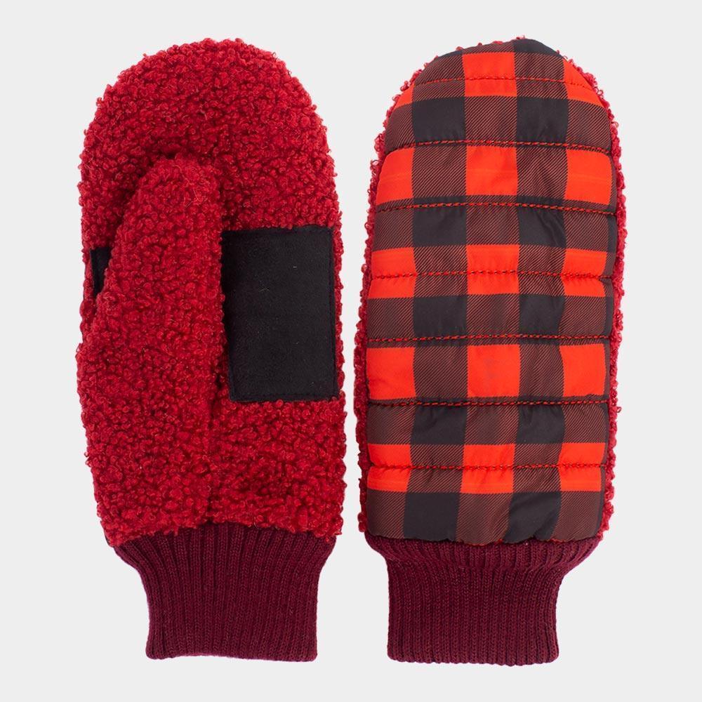 Red Buffalo Check Plaid Puffer Gloves - Jewelry Store by Erik Rayo