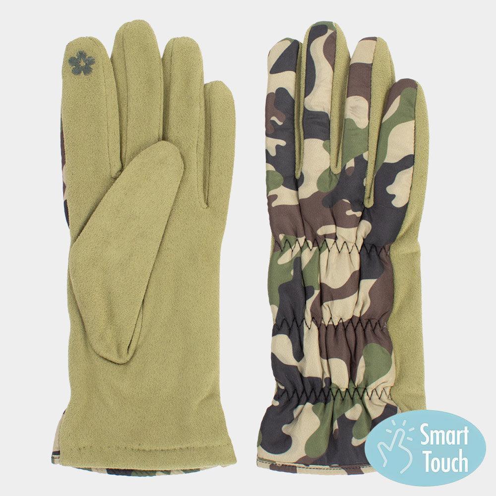 Green Camouflage Puffer Smart Touch Gloves - Jewelry Store by Erik Rayo