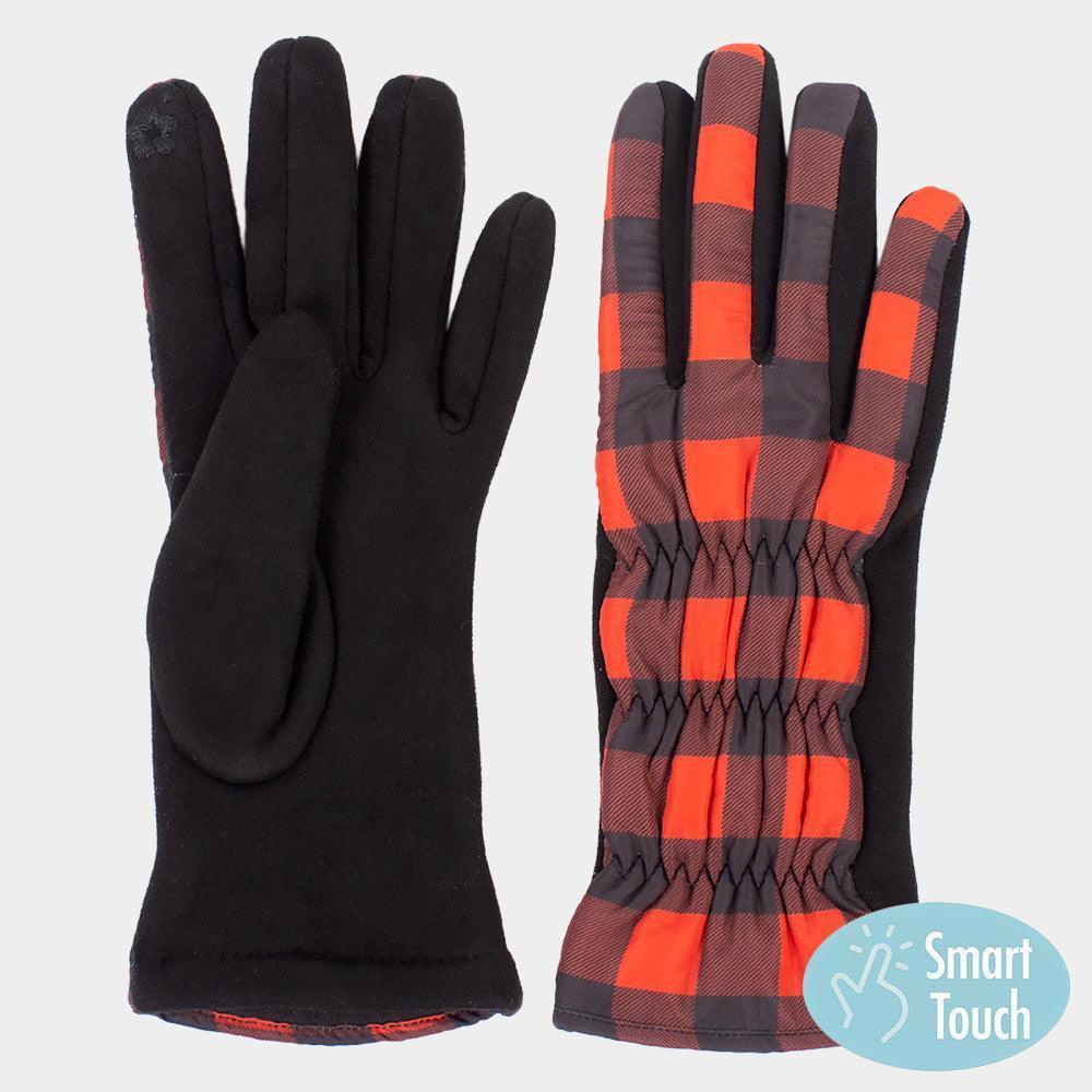 Red Buffalo Plaid Smart Touch Gloves - Jewelry Store by Erik Rayo