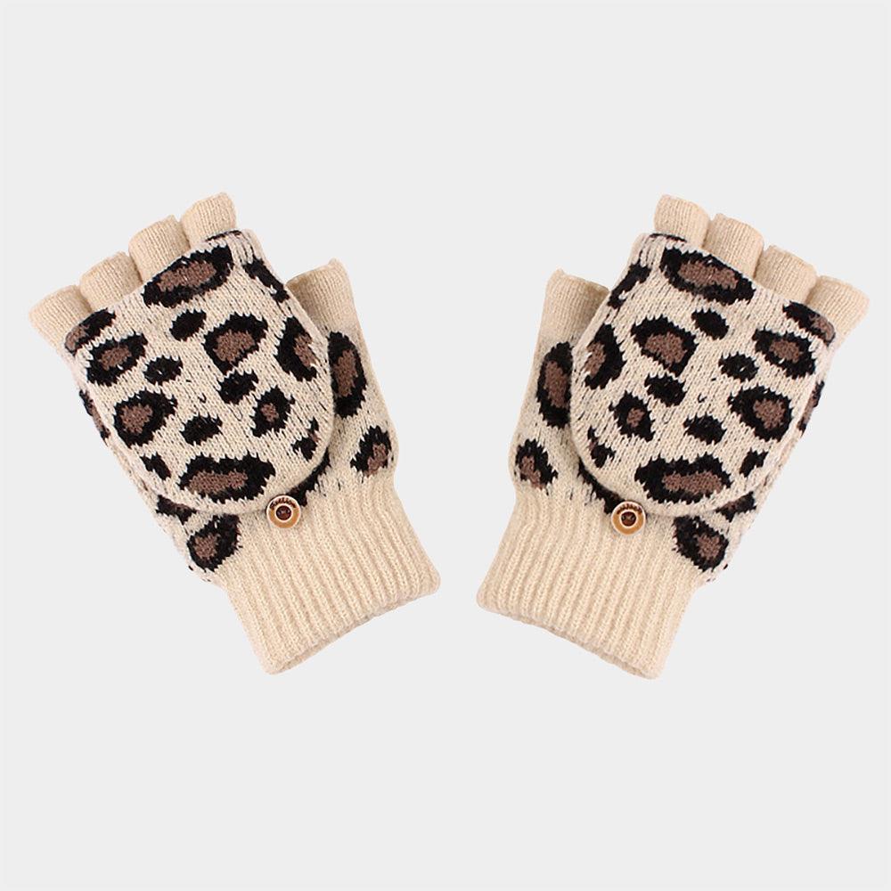 Beige Leopard Fingerless Gloves - Jewelry Store by Erik Rayo