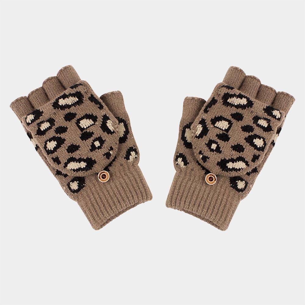 Taupe Leopard Fingerless Gloves - Jewelry Store by Erik Rayo
