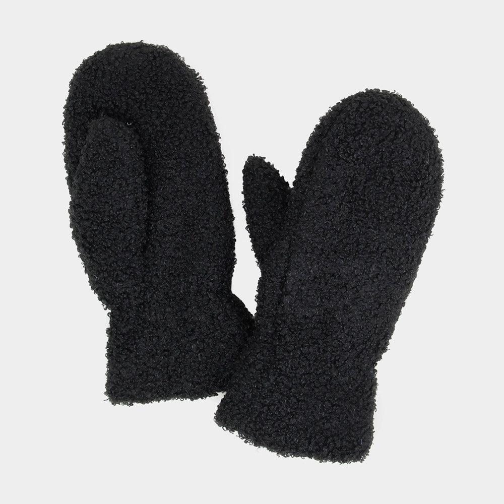 Black Lining Teddy Bear Mitten Gloves