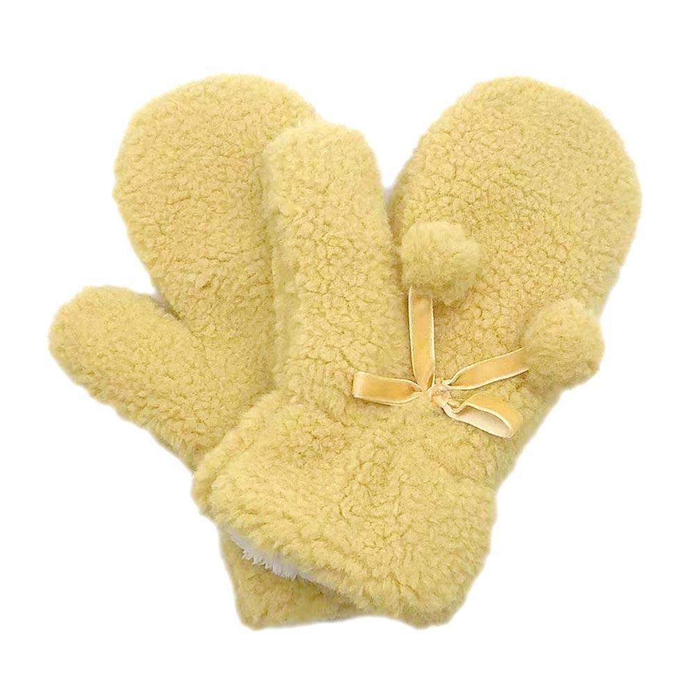 Yellow Velvet Ribbon Sherpa Mitten Gloves - Jewelry Store by Erik Rayo