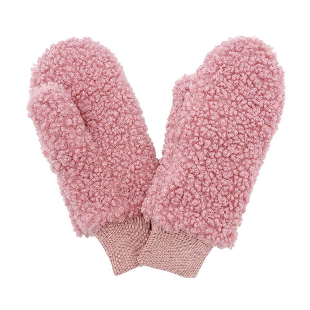 Pink Solid Sherpa Mitten Gloves - Jewelry Store by Erik Rayo