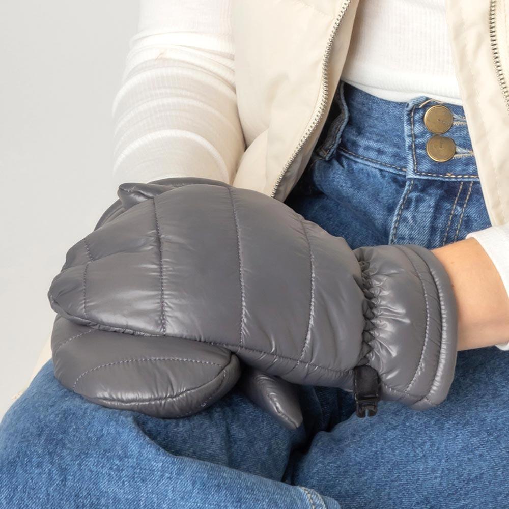 Gray Padded Puffer Mitten Gloves - Jewelry Store by Erik Rayo