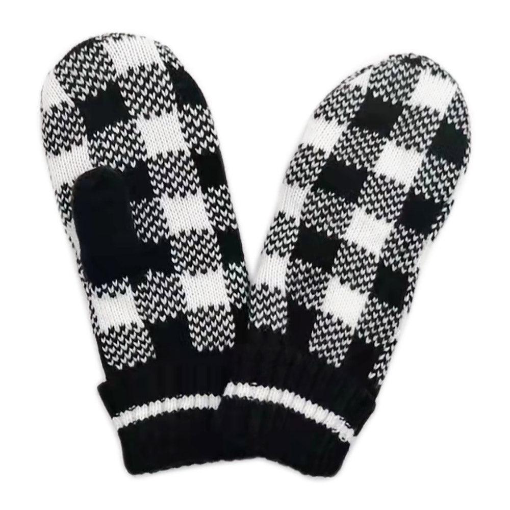 Black Buffalo Check Patterned Mitten Gloves - Jewelry Store by Erik Rayo