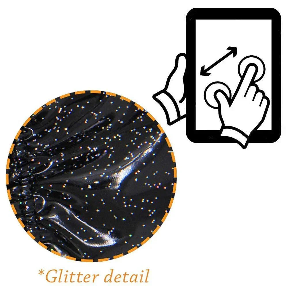 Navy Glittered Shiny Padded Puffer Smart Gloves - Jewelry Store by Erik Rayo