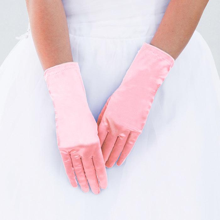 Pink Dressy Satin Wedding Gloves