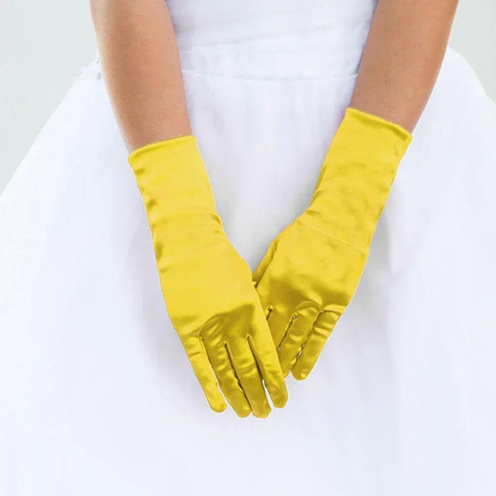 Yellow Dressy Satin Wedding Gloves - Jewelry Store by Erik Rayo