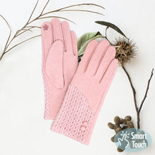 Load image into Gallery viewer, Pink Cable Detailed Button Touch Smart Gloves
